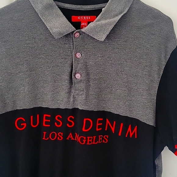 Guess los Angeles Black grey and red polo shirt - Picture 7 of 10